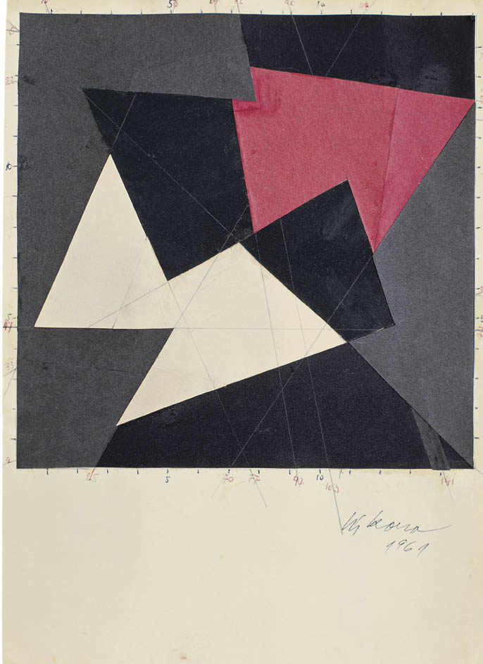 Study for the painting Red Arrow, 1961, collage, 30 x 21 cm